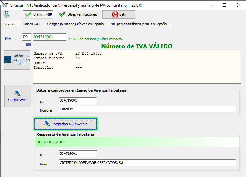 Verificación de NIF nacionales y de operadores intracomunitarios Verificación de NIF nacionales y de operadores intracomunitarios