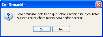 Aviso de sobre-escritura de ejecutable al actualizar