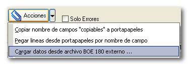 “Cargar datos desde archivo BOE 180 externo ...”