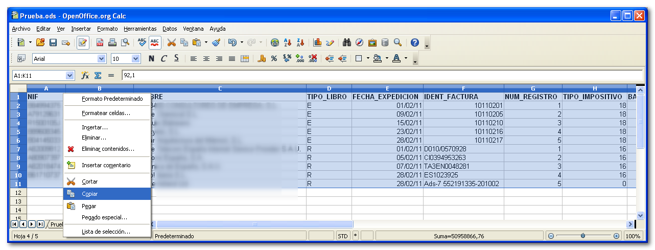 Copiado en OpenOffice.org Calc.