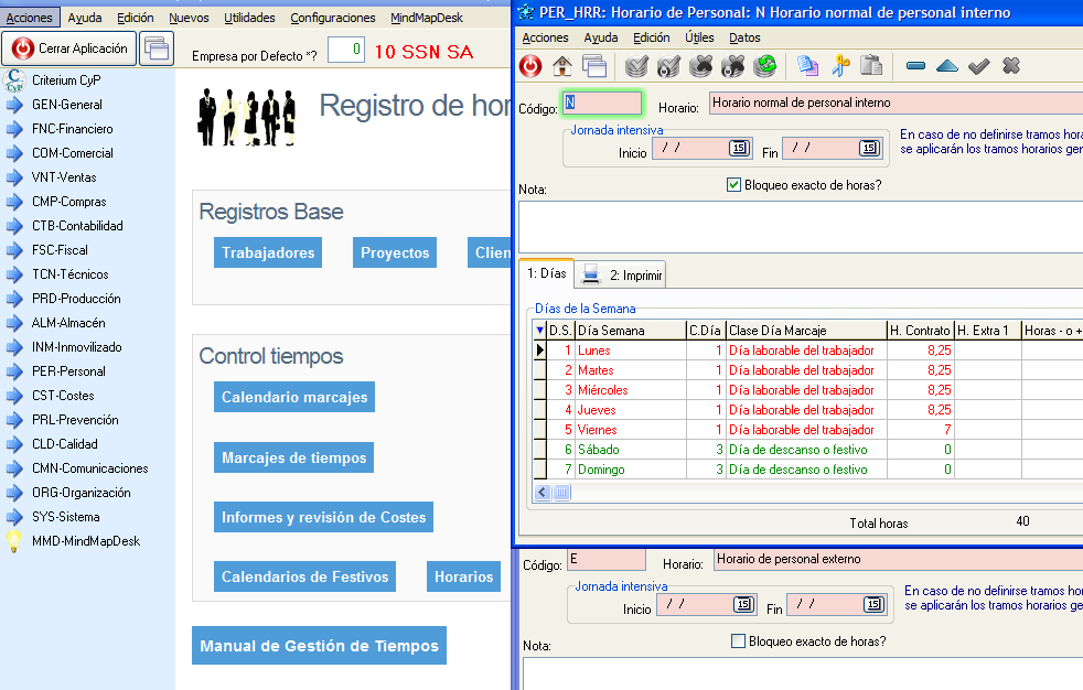 Gestión de horarios