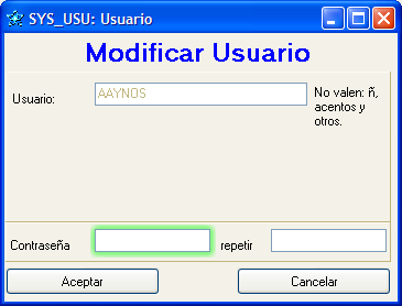 Modificar password de usuario