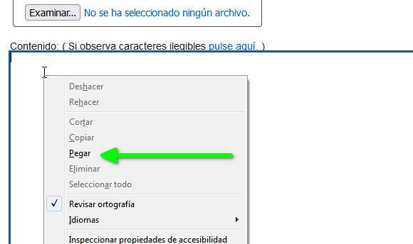 Pegar declaración desde portapapeles