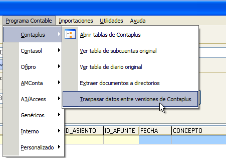 Convertir ejercicios entre diferentes versiones de Contaplus