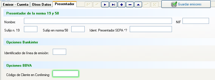 Confirming BBVA datos de emisor