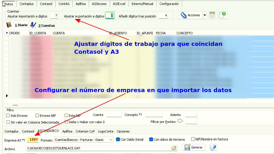 Configurar dígitos y ejercicio