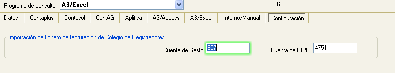 Configurar cuentas para importar facturas de Registradores