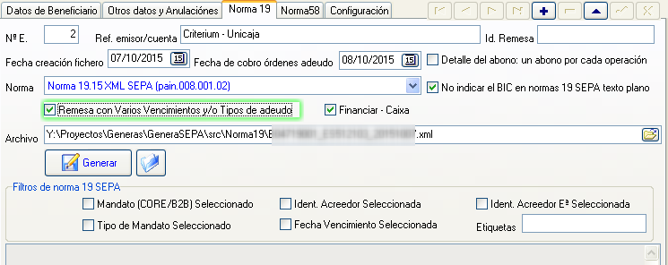 Convertir norma 58 a norma 19 SEPA