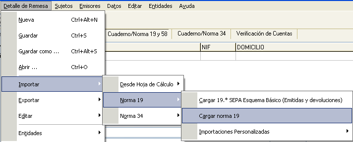 Importar norma 19 SEPA y no SEPA