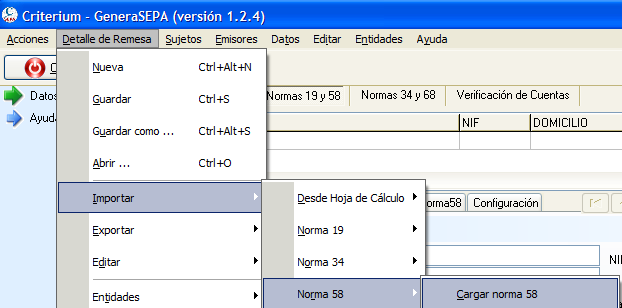 Importar norma 58