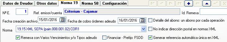 Opciones norma 19 SEPA
