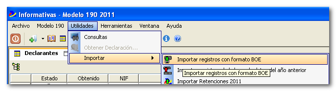 Importar registros con formato BOE