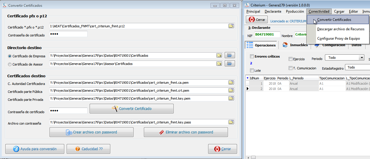 Convertir certificado digital para uso en Genera