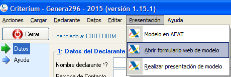 Presentar modelo 296 en formulario web