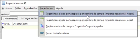 Importar extracto bancario desde hoja de cálculo