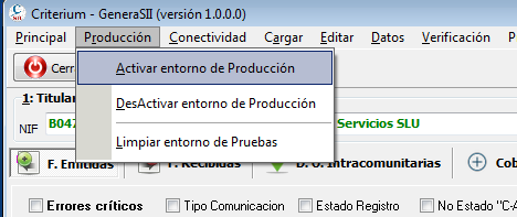 Activar entorno de producción