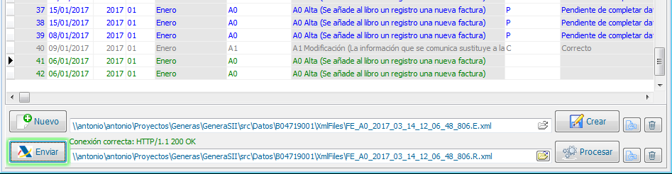 Enviar y procesar respuestas en SII