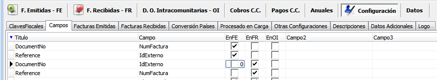 Error en configuración de campos al hacer conversión