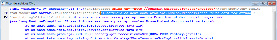 SII error ProcedimientoSrv