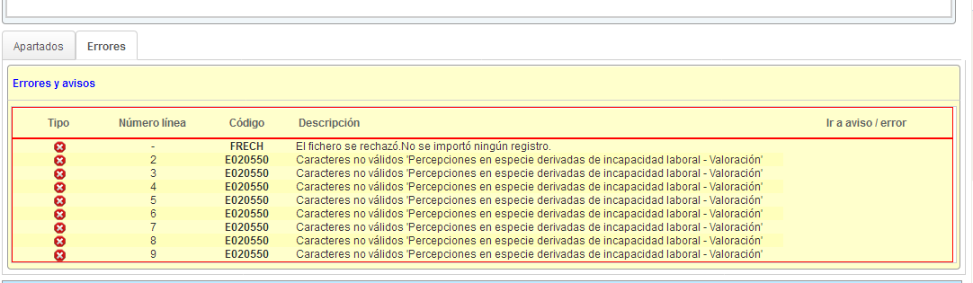 Errores en formato de modelo 190 en año 2.017