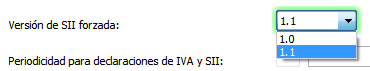 Forzar versión 1.1 de SII