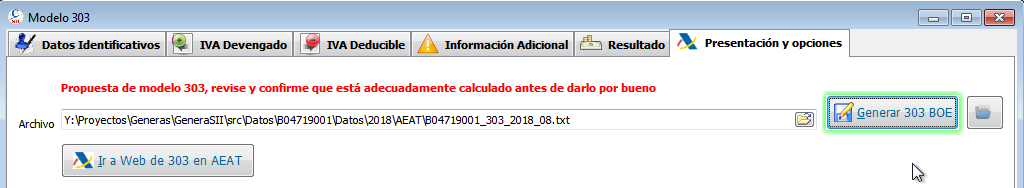Generar modelo 303 en formato BOE para presentación