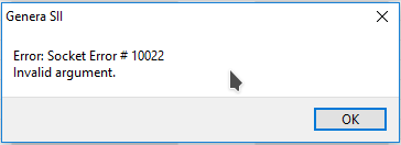 Socket error 10022