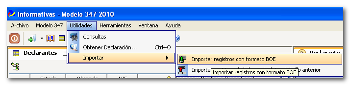 Importar en Informativas