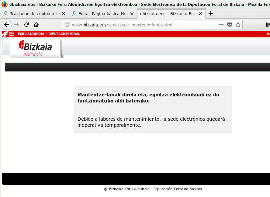 Web de Bizkaia en mantenimiento