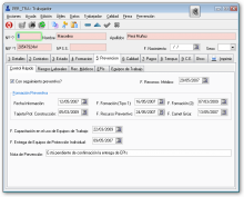 Registro de trabajadores con gestión de datos de prevención